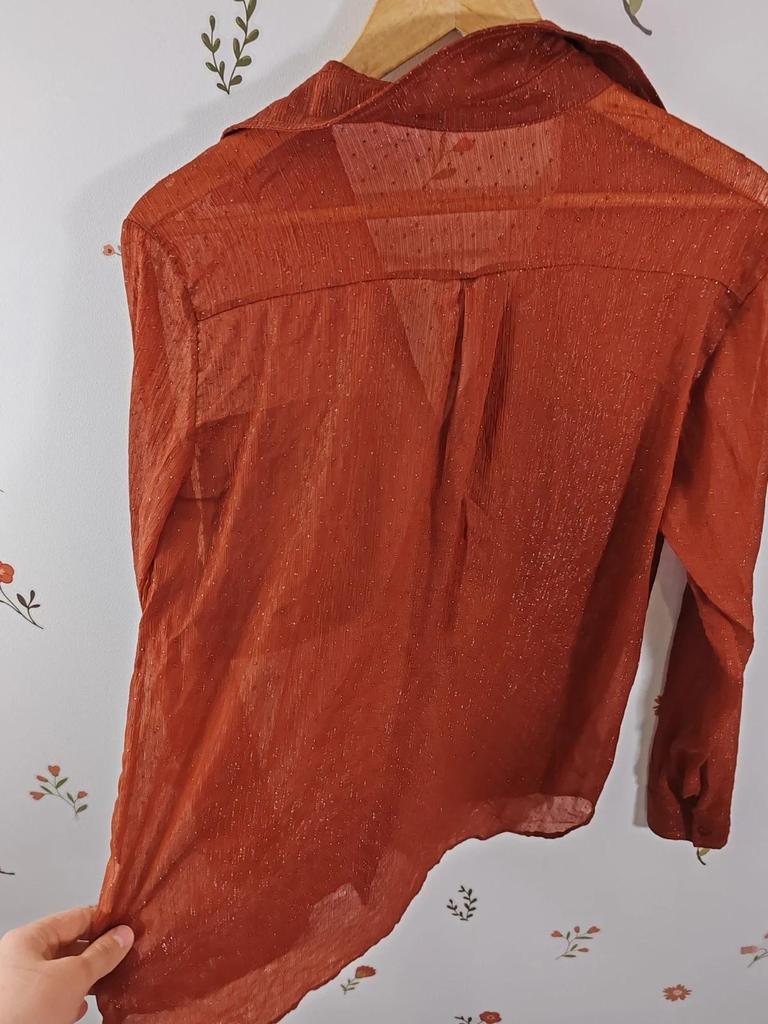 Blouse orange pois dorés taille S