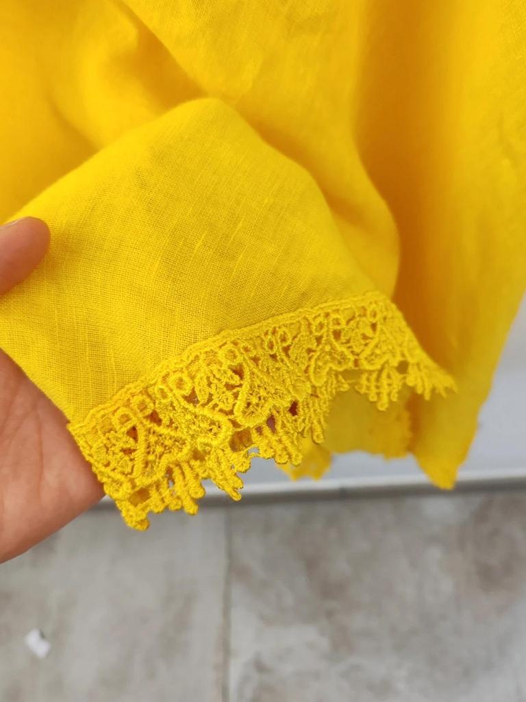 Robe courte lin jaune taille /ml