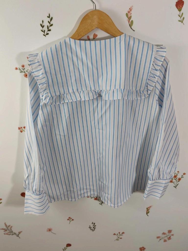 Blouse gros col claudine rayé taille M
