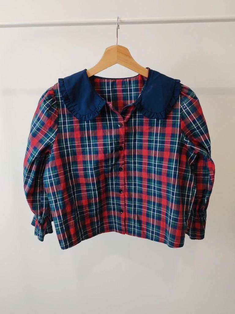 Blouse carreaux col claudine taille 34/36 #ibzrc