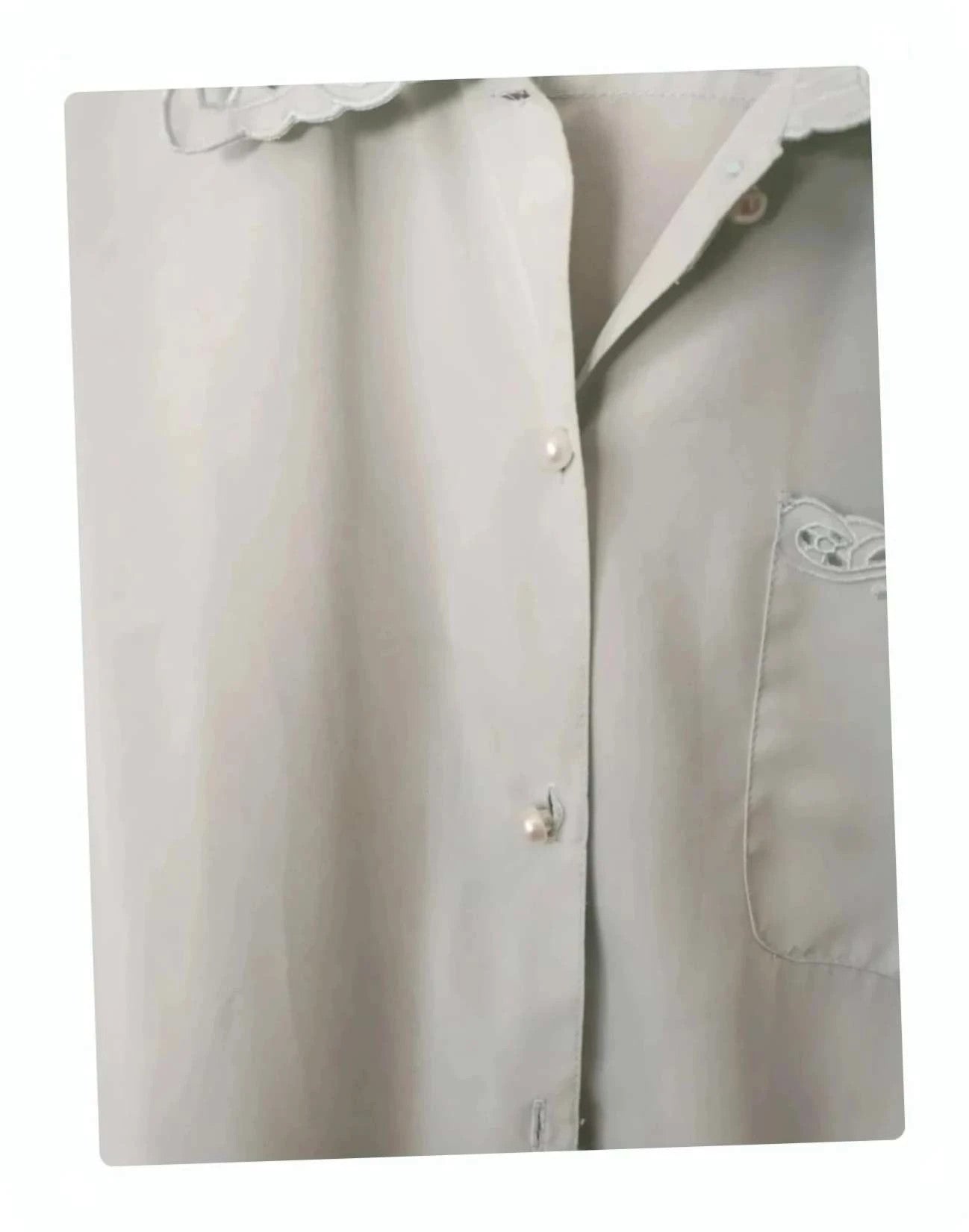 Chemise col  brodé  vert  d'eau