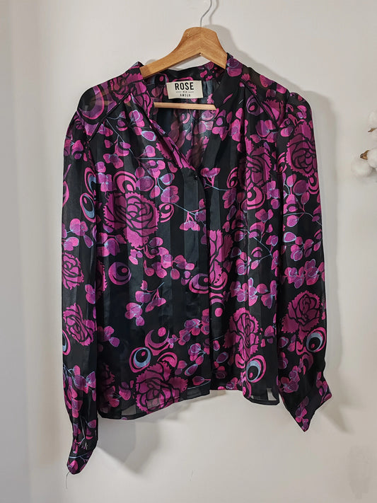 Blouse fleurie violet taille M