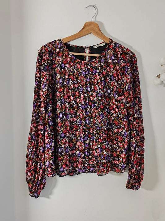 Blouse fleurie plissée taille L