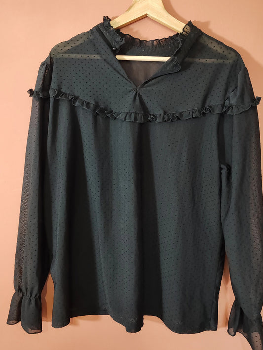 Blouse plumetis noir taille XL