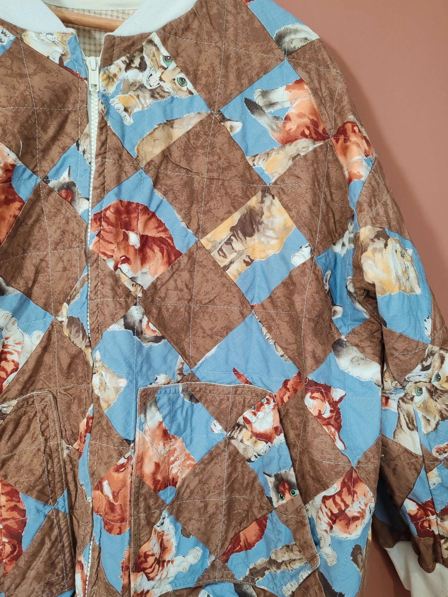 Veste patchwork chat vintage