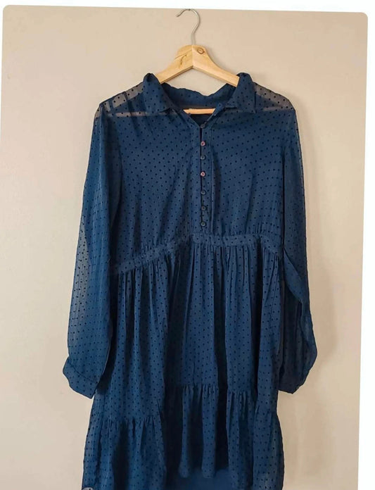 Robe plumetis marine