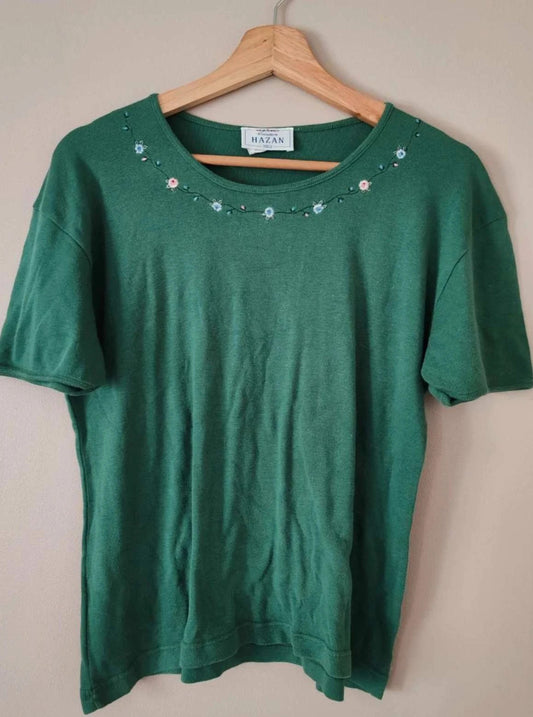 T-shirt broderie vert