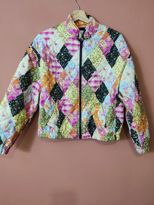 Veste bomber patchwork taille S