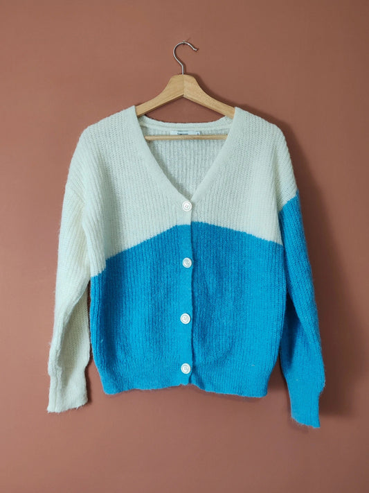 Cardigan blanc et bleu