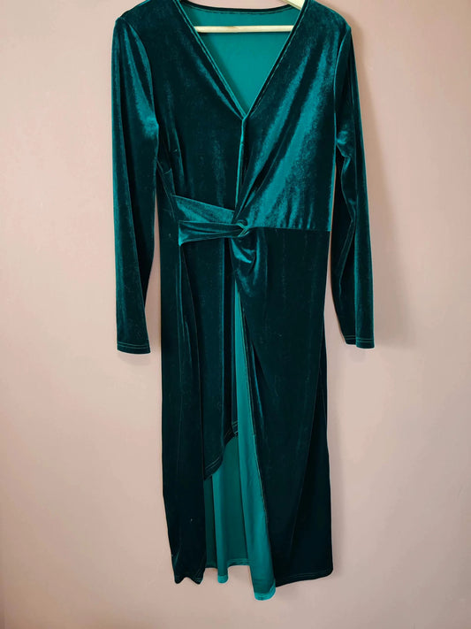 Robe longue velours verte