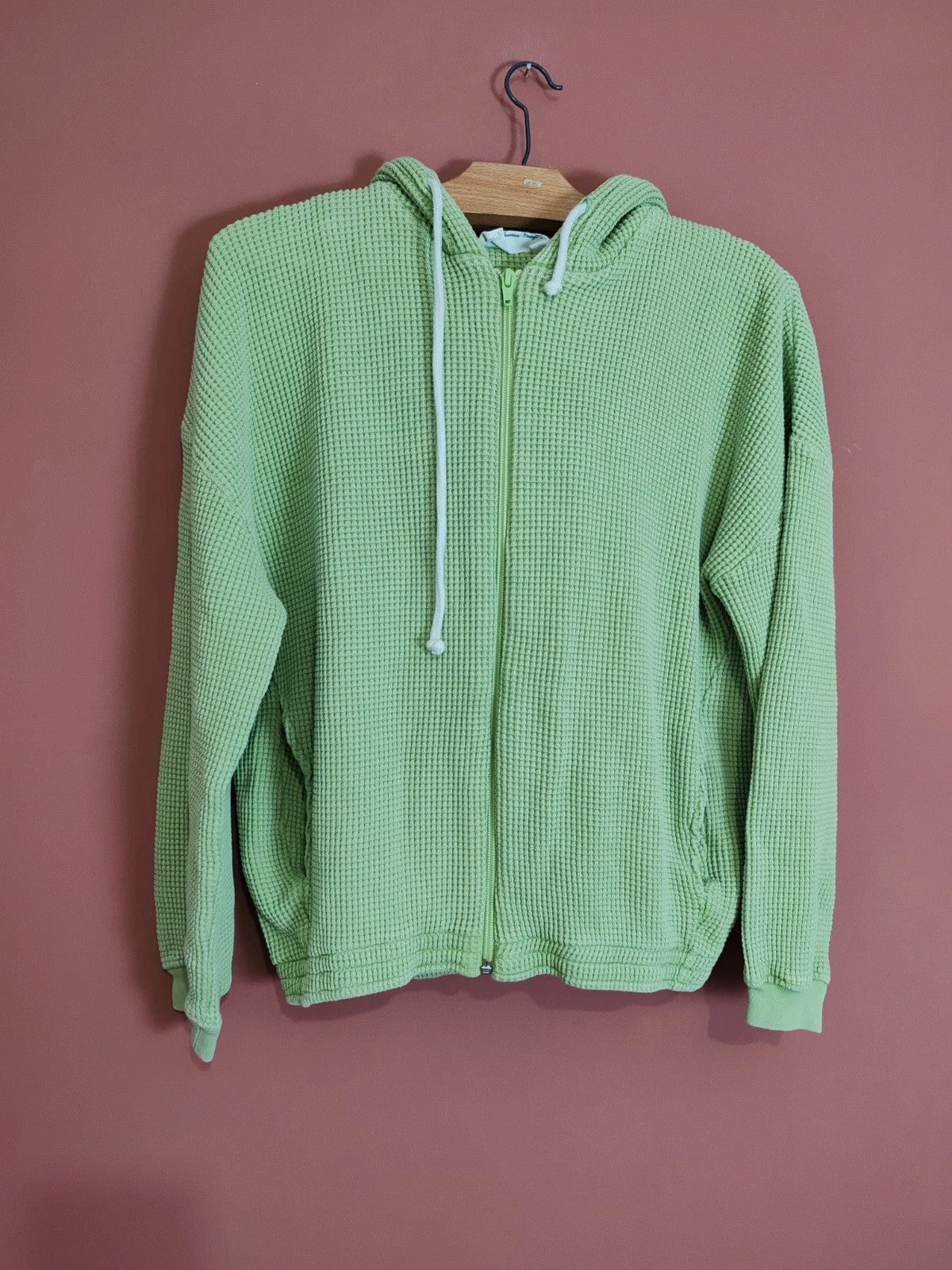 Sweat capuche vert nid d'abeille