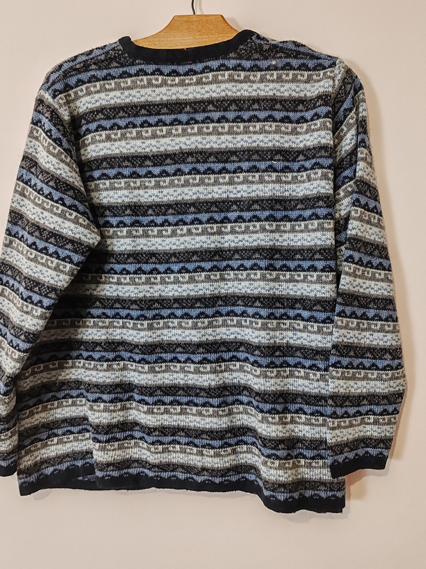 Cardigan jacquard vintage bleu