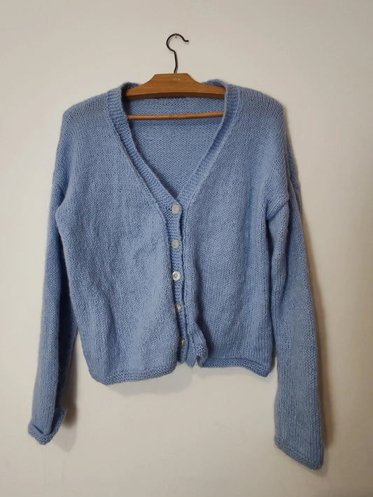 Cardigan duveteux bleu