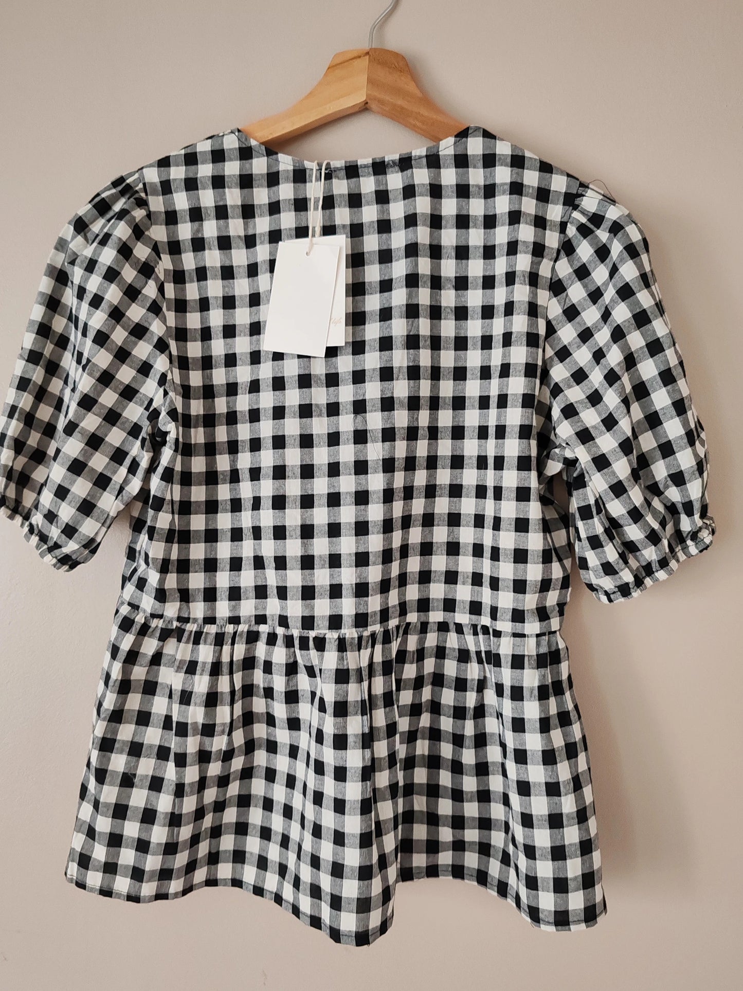 Blouse vichy noeud noir taille M