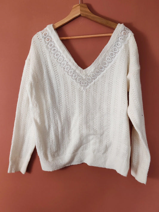 Pull dentelle blanc taille M/L