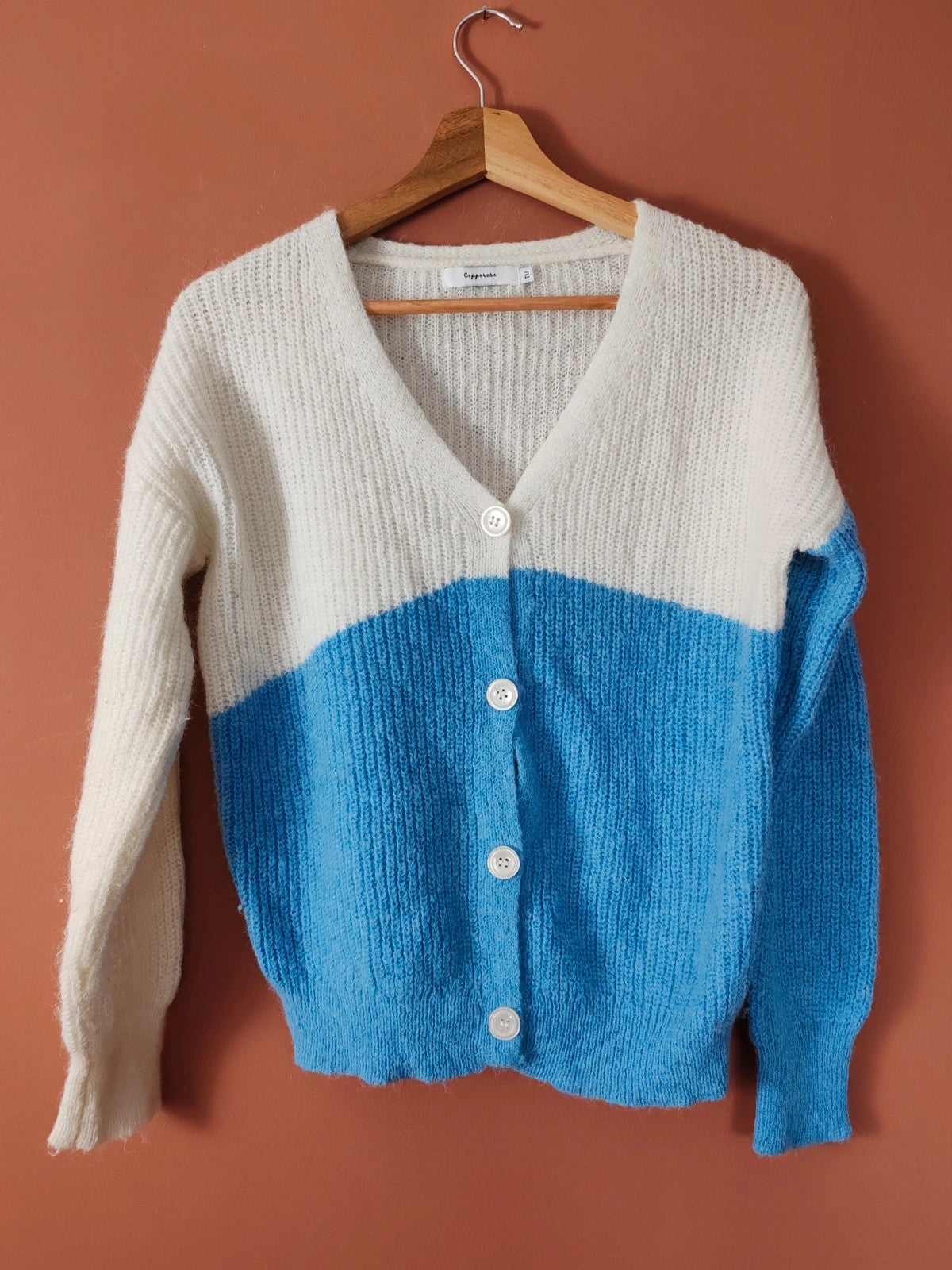 Cardigan blanc et bleu taille M/L