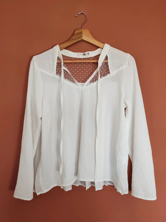 Blouse blanche dentelle taille S/M