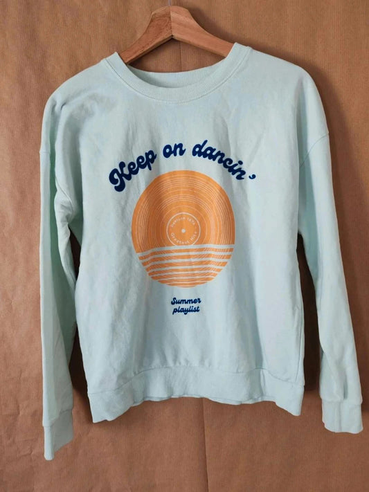 Sweat bleu/vert à motif