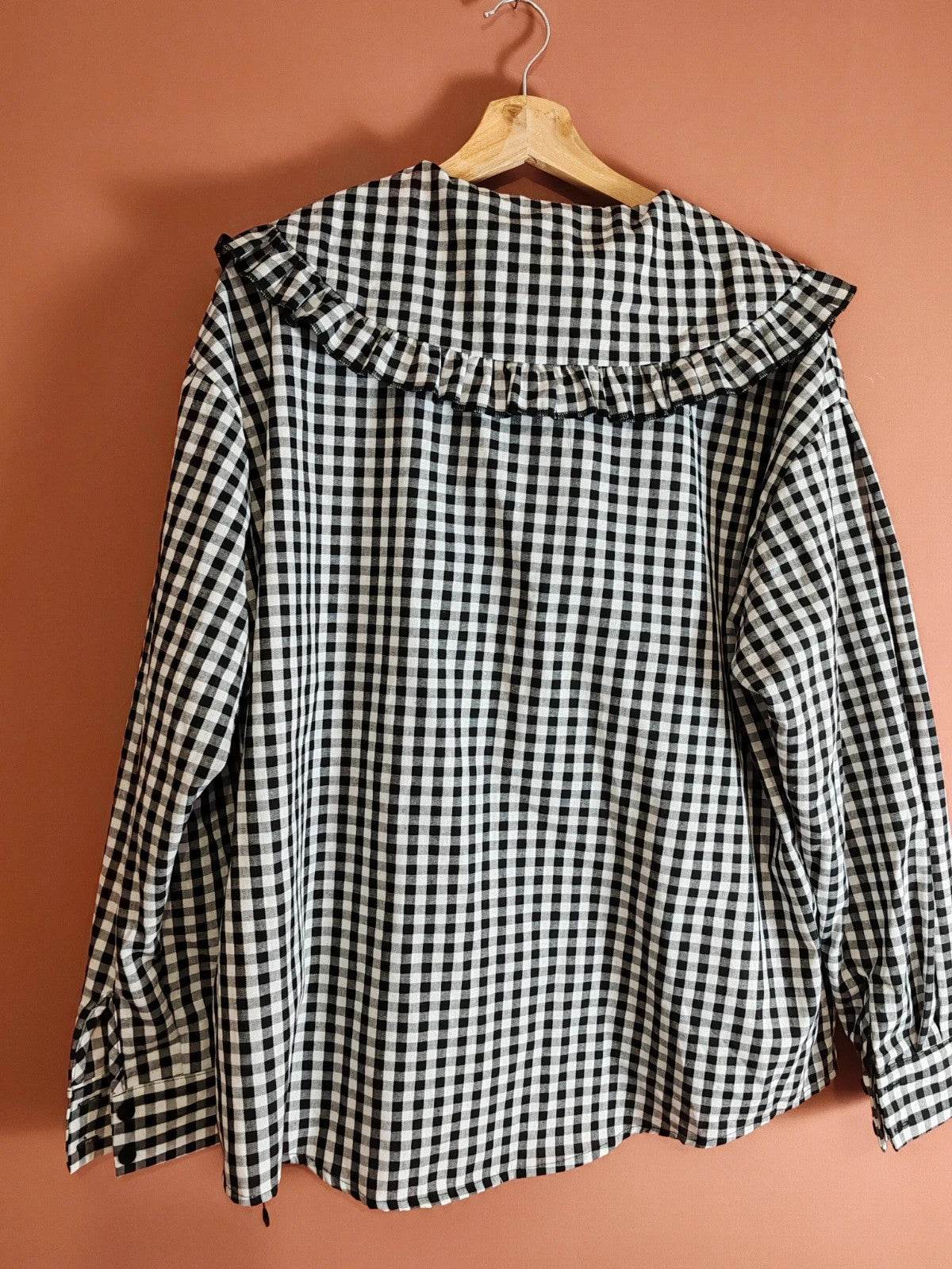 Blouse col claudine vichy noir blanc taille 44/46