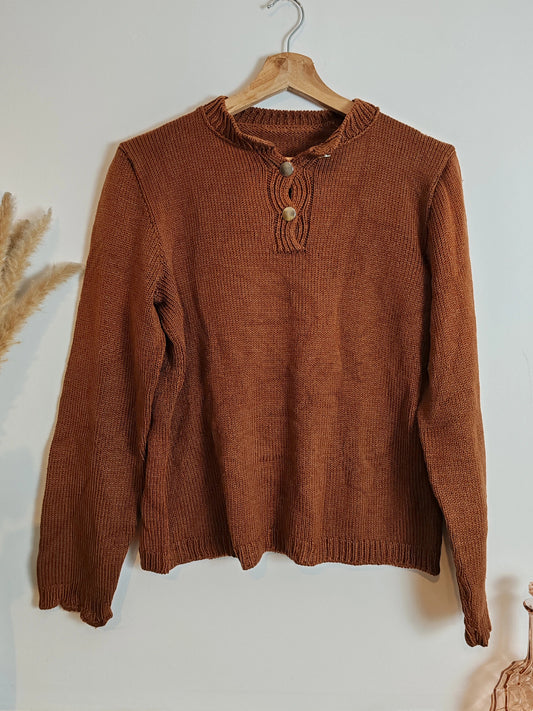 Pull maille marron boutons taille S/M