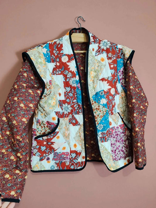 Veste patchwork bordeaux taille S/M