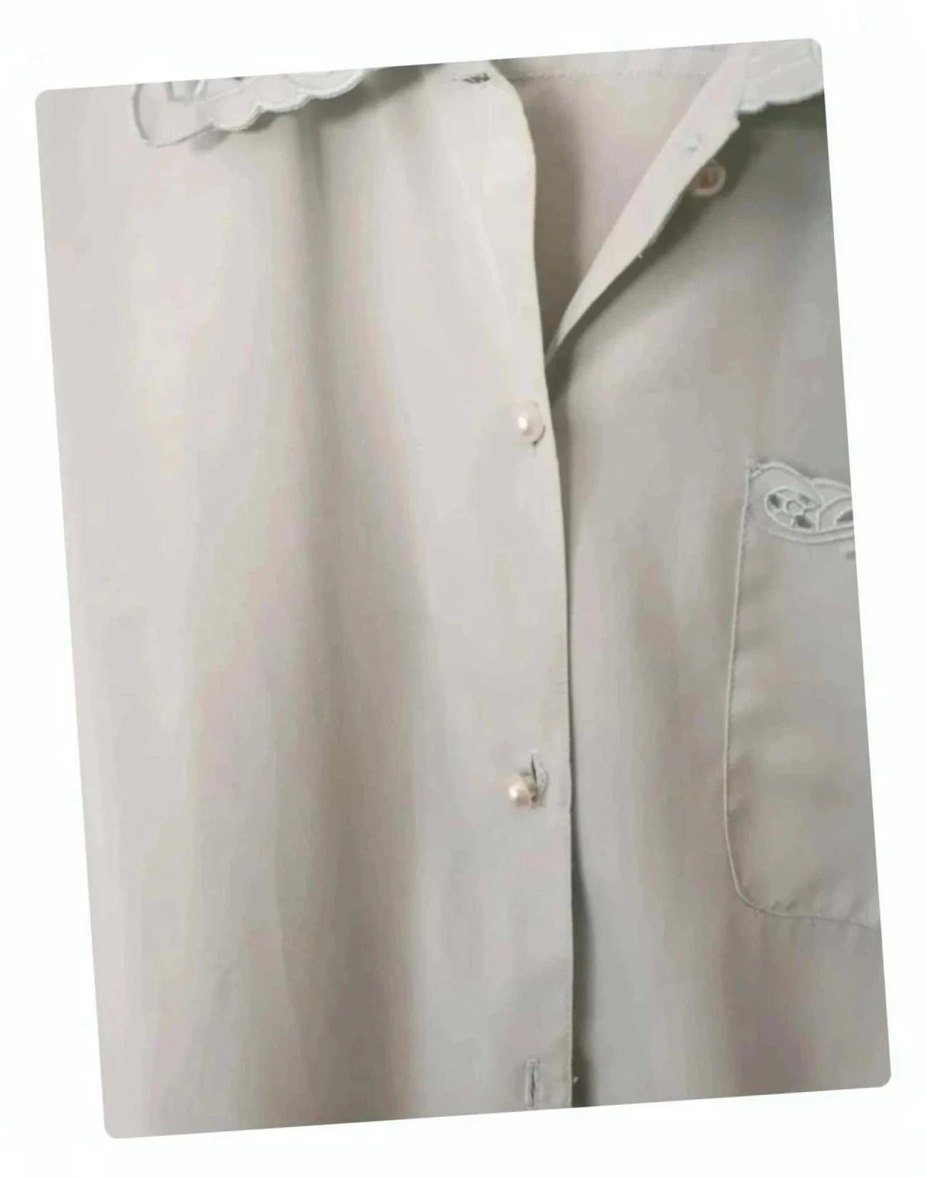 Chemise col  brodé  vert  d'eau