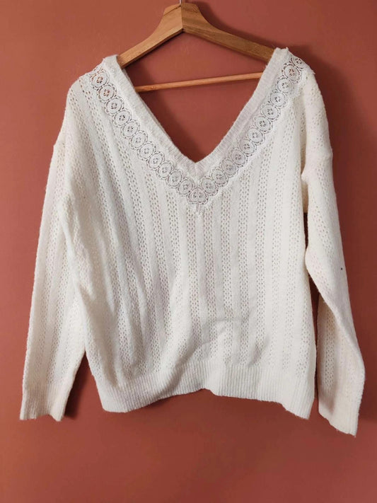 Pull dentelle blanc taille M/L