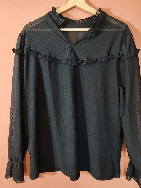 Blouse plumetis  noir taille XL