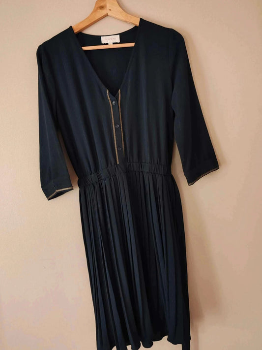 Robe  midi marine  plissée