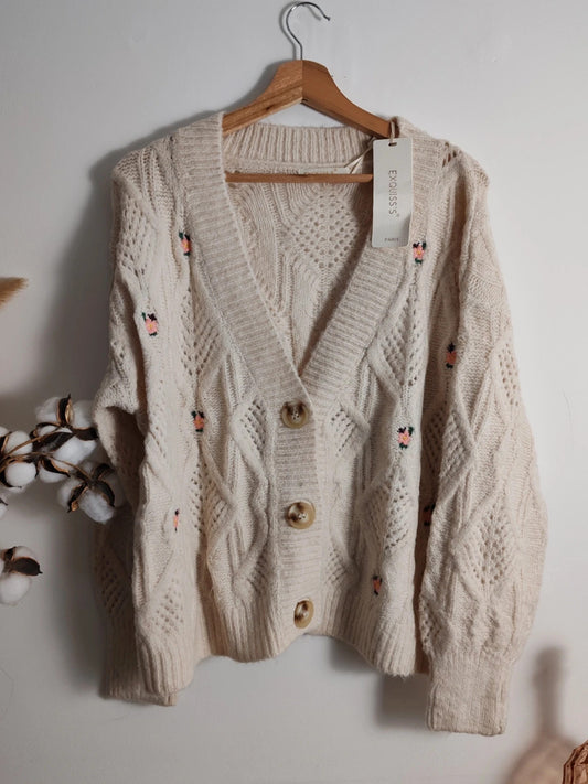 Cardigan broderies fleurs taille M/L