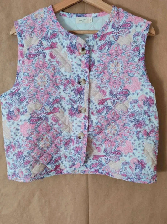 Veste sans manches fleuris