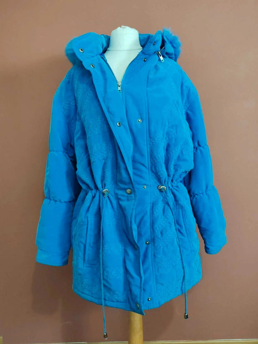 Manteau broderies bleu vintage