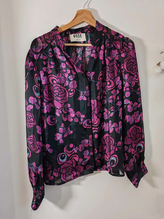 Blouse fleurie  violet  taille  M