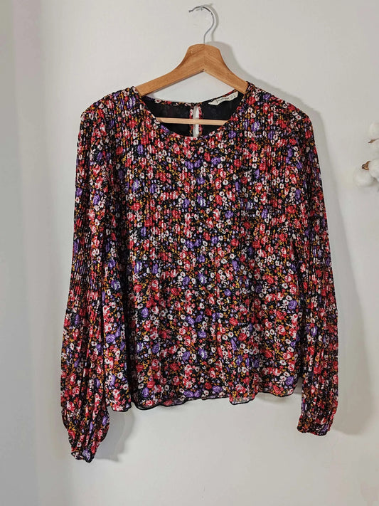 Blouse fleurie plissée taille L