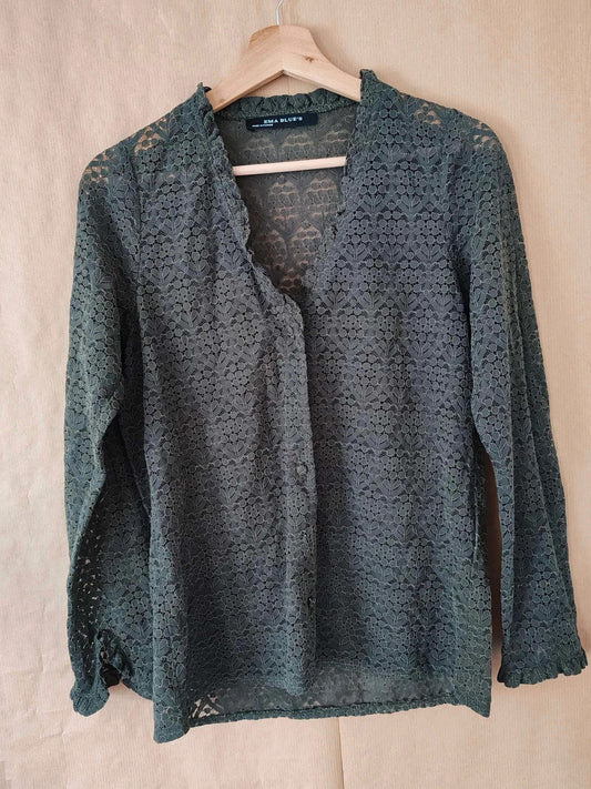 Blouse dentelle kaki