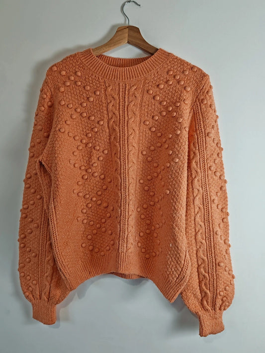 Pull pompons orange taille M