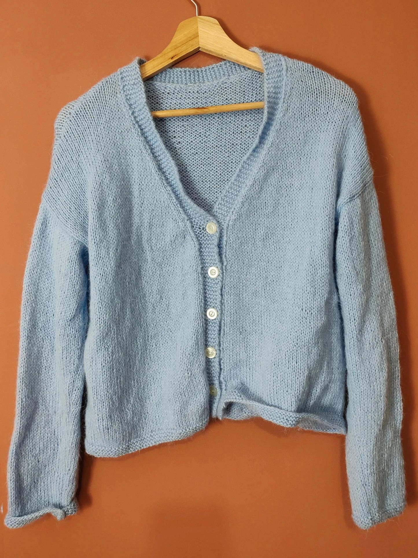 Cardigan  duveteux  bleu  clair