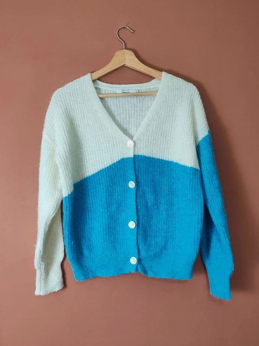 Cardigan blanc  et  bleu