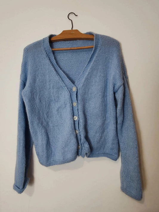 Cardigan duveteux bleu