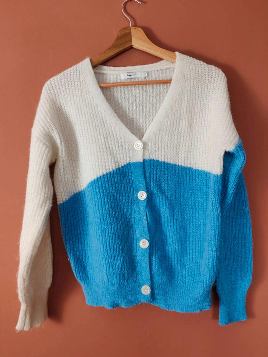 Cardigan  blanc et  bleu  taille M/L