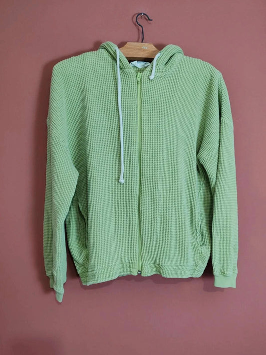 Sweat capuche  vert nid d'abeille