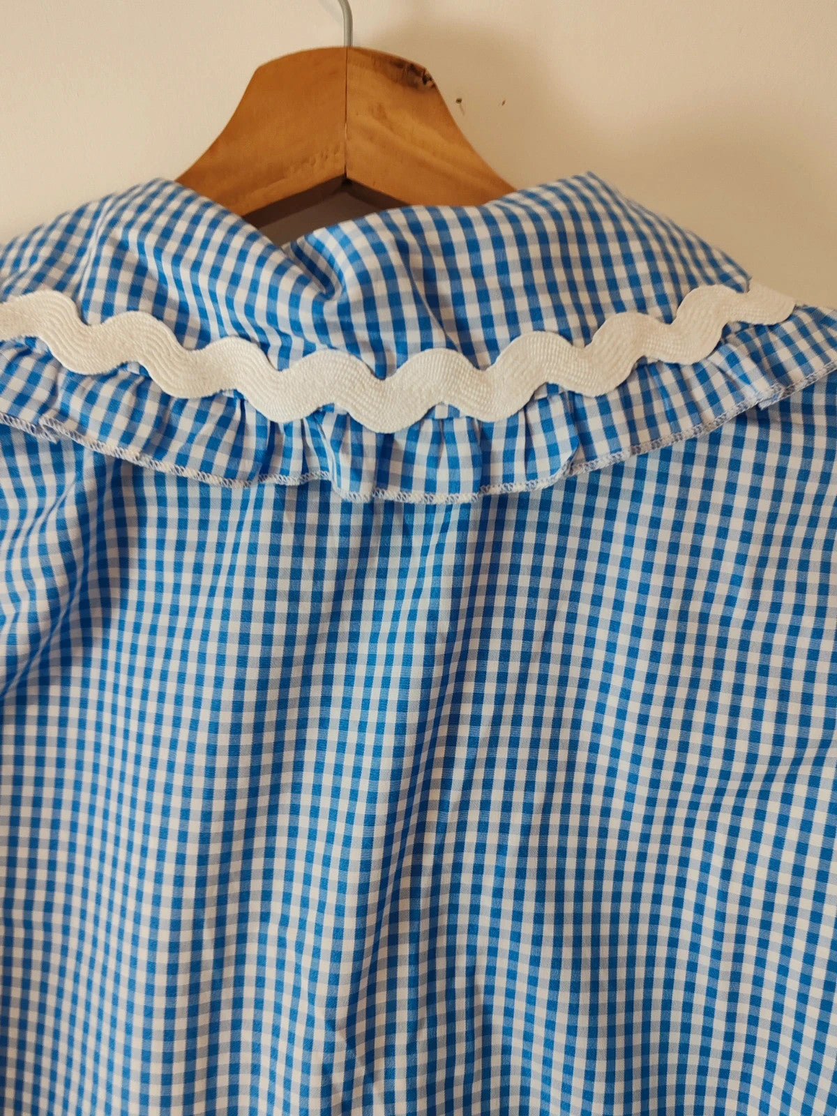 Blouse col claudine vichy bleu taille S