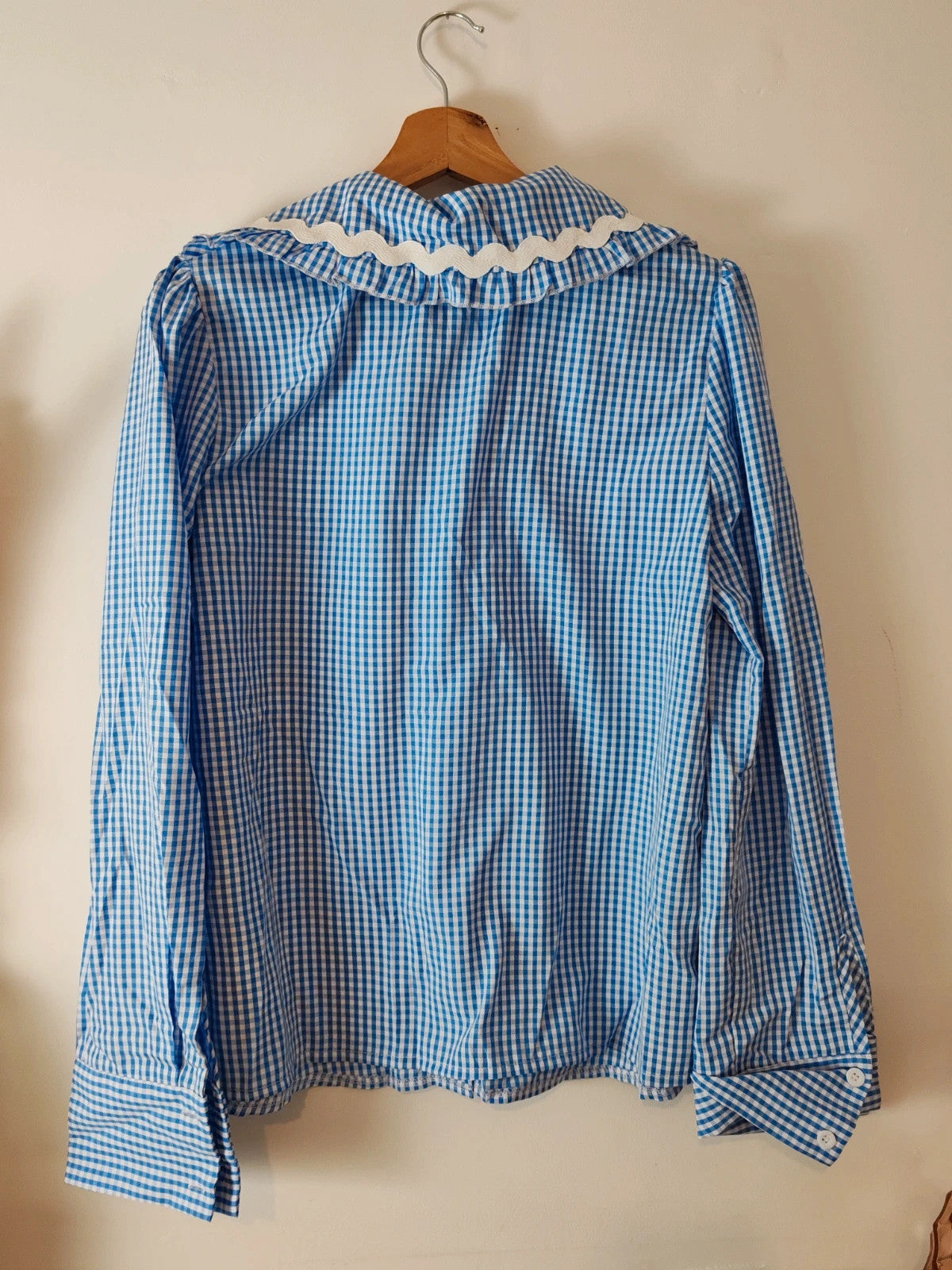 Blouse col claudine vichy bleu taille S