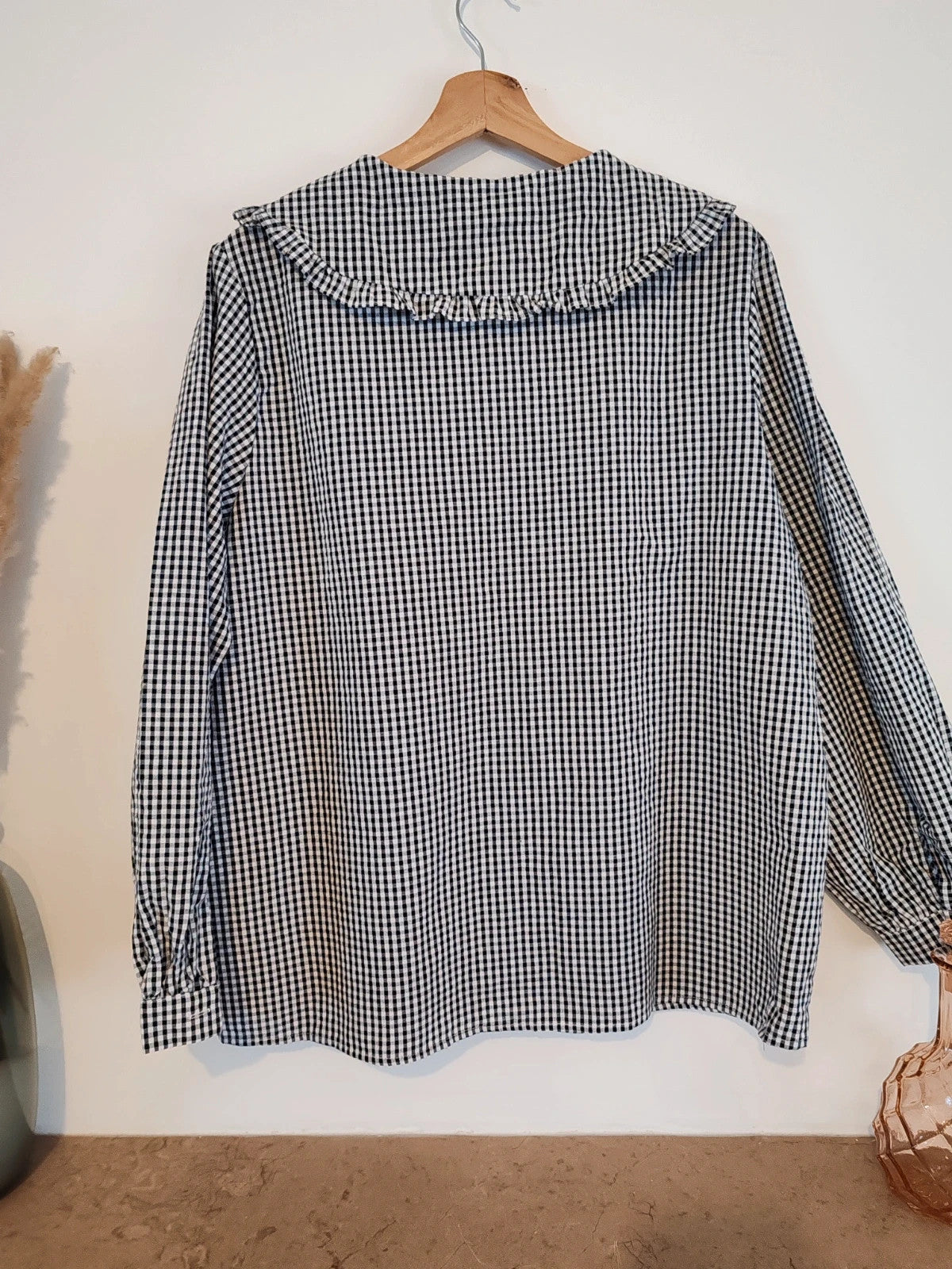 Blouse col claudine vichy noir blanc taille 42