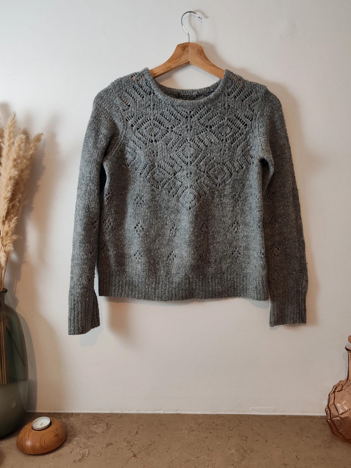 Pull gris ajouré taille S