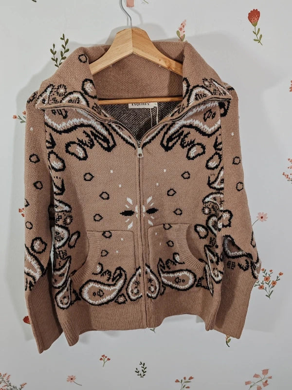 Gilet à motif bandana beige