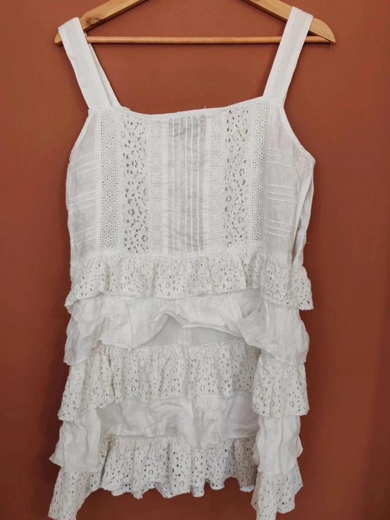 Robe courte dentelle lin bohème 42