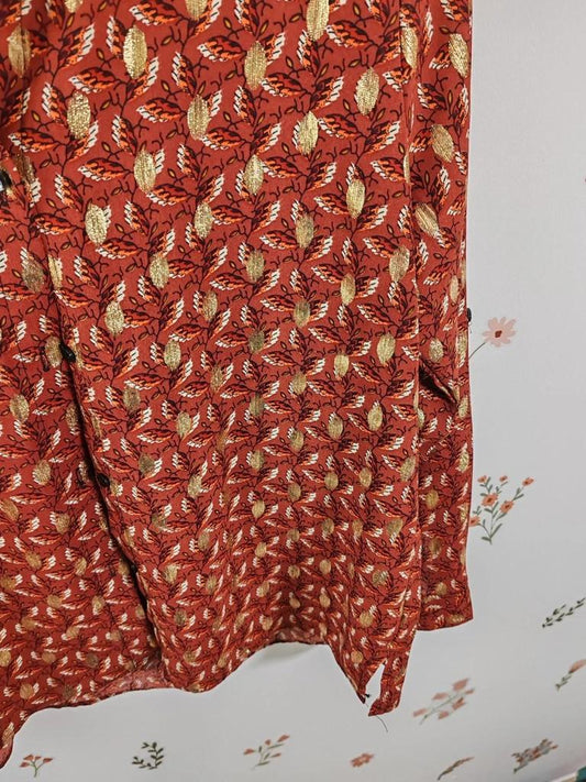 Blouse orangée et doré taille M
