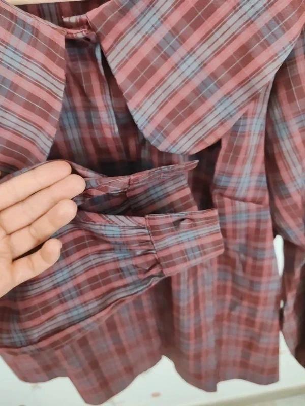 Blouse tartan col claudine taille Xl