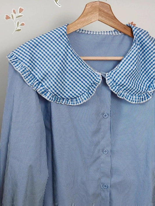 Blouse col claudine bleu taille M/l